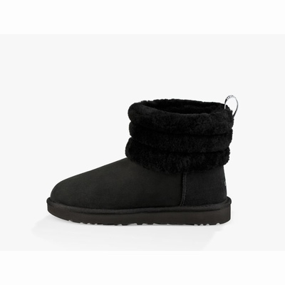 Botas UGG Classic Mini Fluff Quilted Mulher Pretas | PT-RUOPT